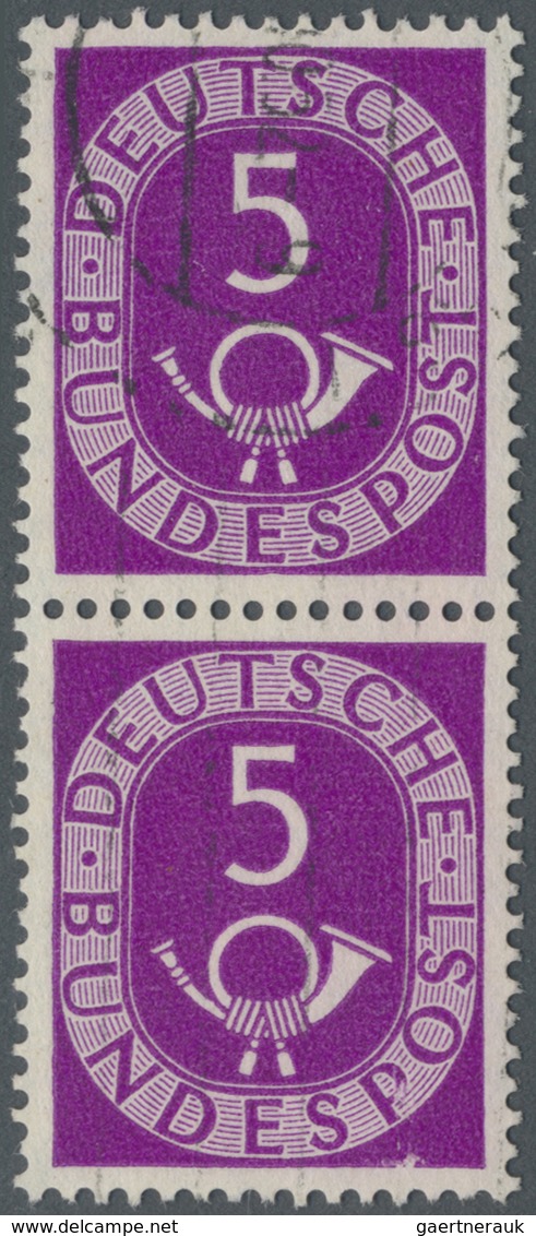 O Bundesrepublik Deutschland: 1951, 5 Pfg. Posthorn Im Senkrechten Paar, Obere Marke Mit Plattenfehler - Sonstige & Ohne Zuordnung