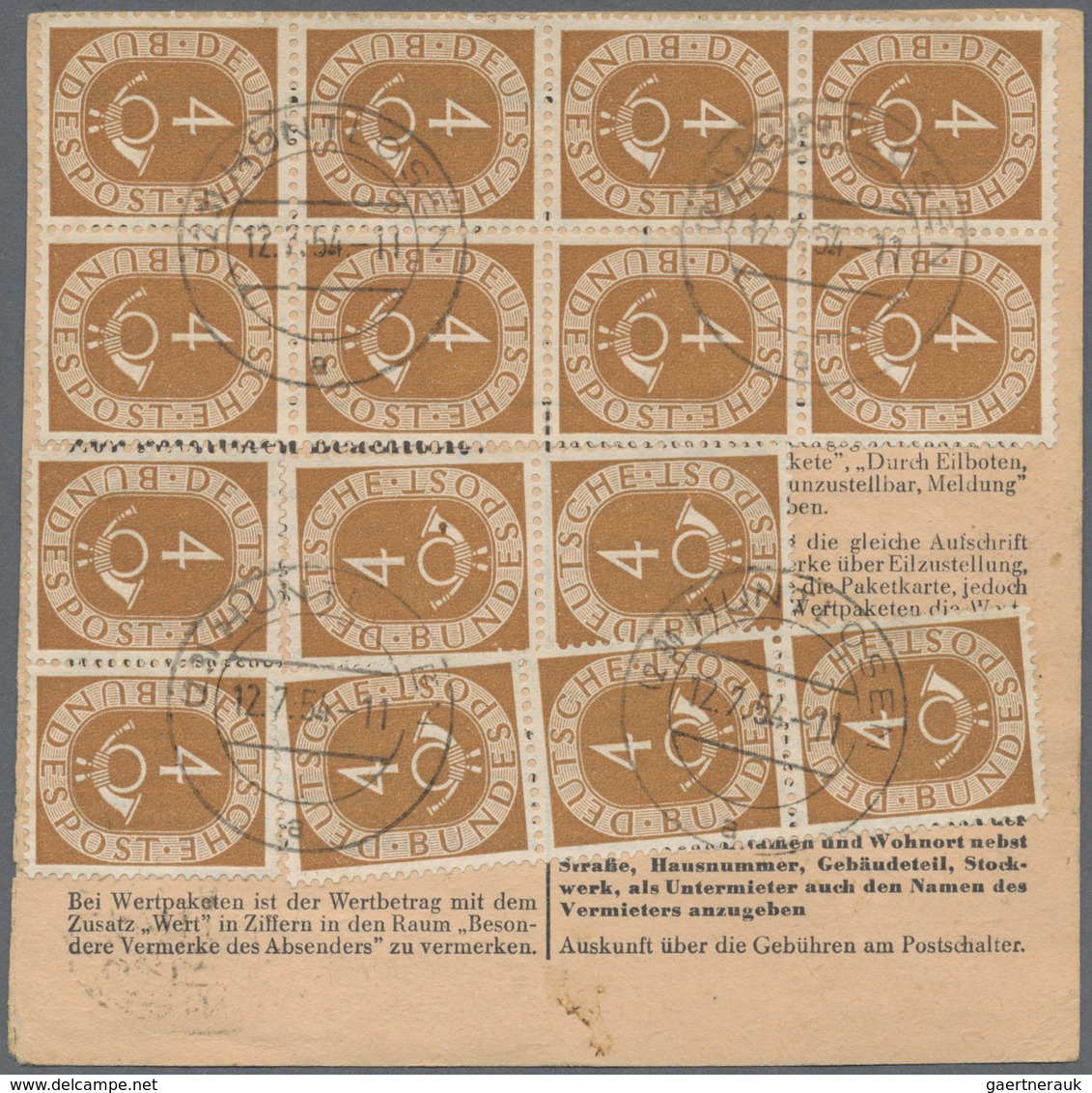 Br Bundesrepublik Deutschland: 1951, 4 Pf Posthorn, 20 Stück Incl. 5 Waager. Paare Als Massen-MeF Auf P - Altri & Non Classificati