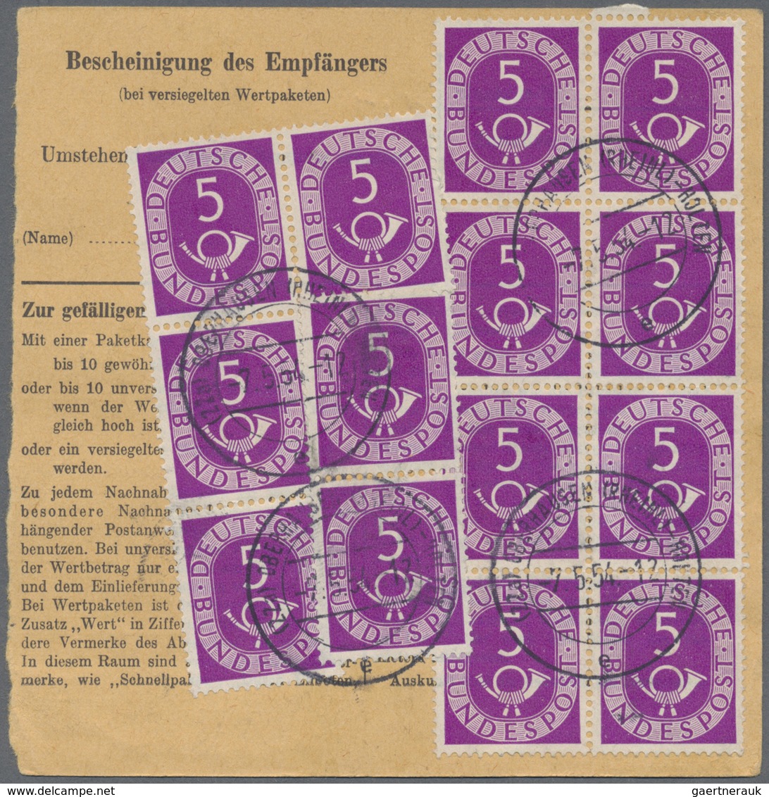Br Bundesrepublik Deutschland: 1951, 5 Pf Posthorn, Drei Verschiedene Paketkarten Mit Massen-MeF Incl. - Altri & Non Classificati