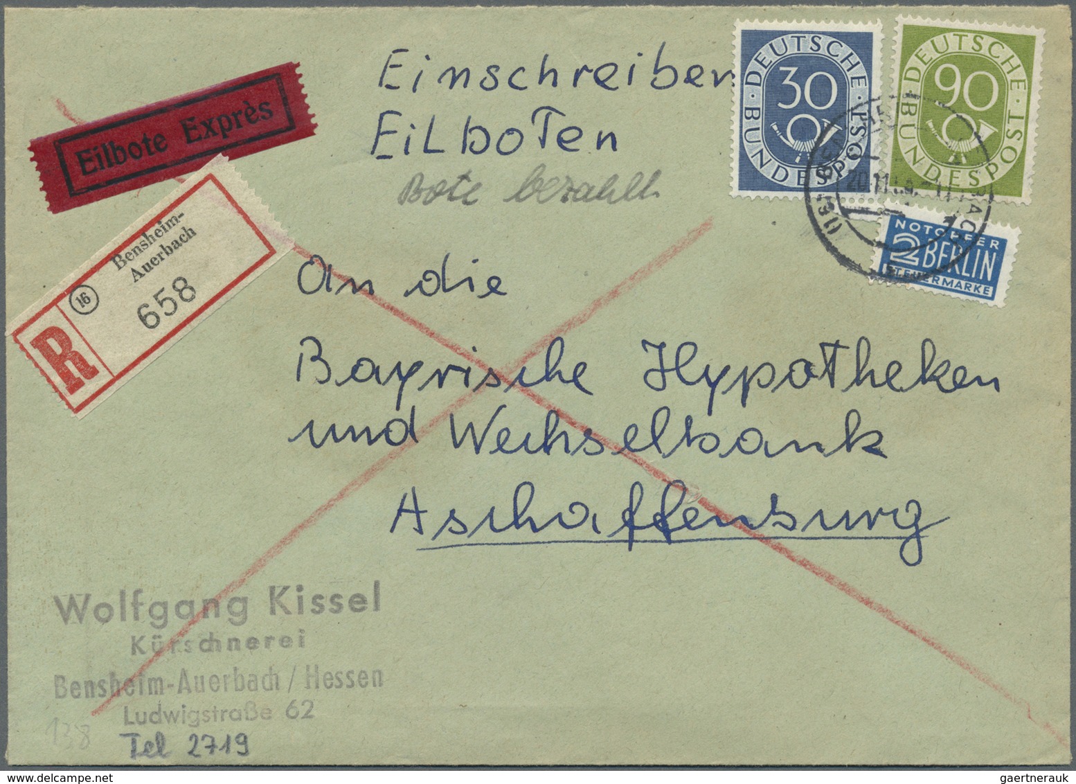 Br Bundesrepublik Deutschland: 1951, Posthorn 75 Pfg. Auf Einschreib-Fernbrief-Eigenhändig Aus Paderbor - Sonstige & Ohne Zuordnung