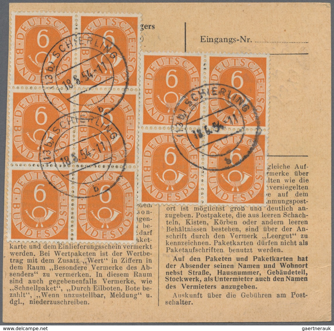 Br Bundesrepublik Deutschland: 1951, 6 Pf Posthorn, 10 Stück (4er- Und 6er-Block) Als Portogerechte MeF - Altri & Non Classificati