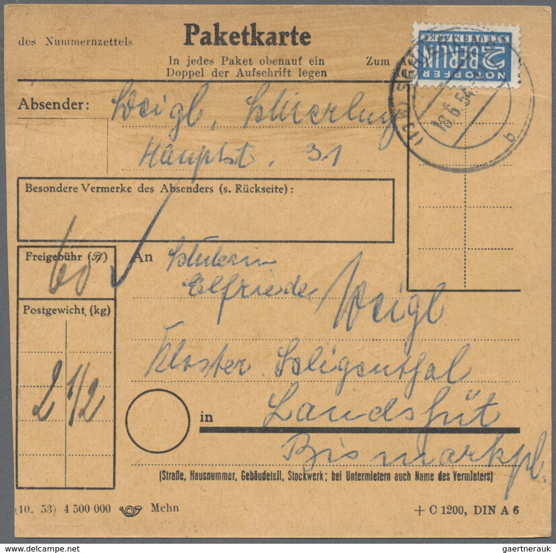 Br Bundesrepublik Deutschland: 1951, 6 Pf Posthorn, 10 Stück (4er- Und 6er-Block) Als Portogerechte MeF - Autres & Non Classés