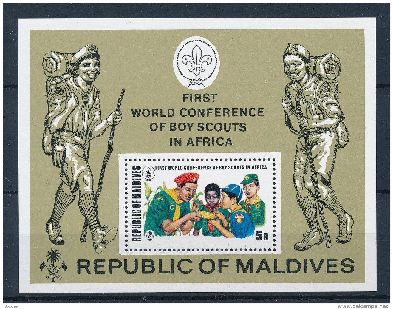 Maldive Islands, 1973, World Jamboree, Scouting, Scouts, MNH, Michel Block 18A - Maldives (1965-...)