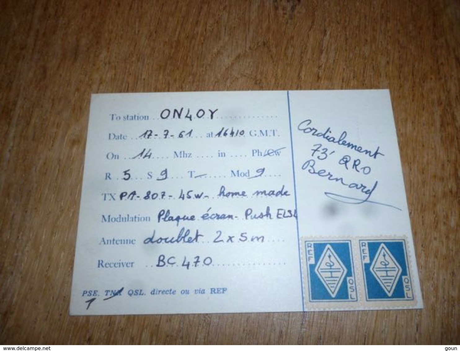 BC10-2-0-3 Carte Radio Amateur Lyon 7ème Arrond.  Bernard Buffevant Timbre QSL - Autres & Non Classés