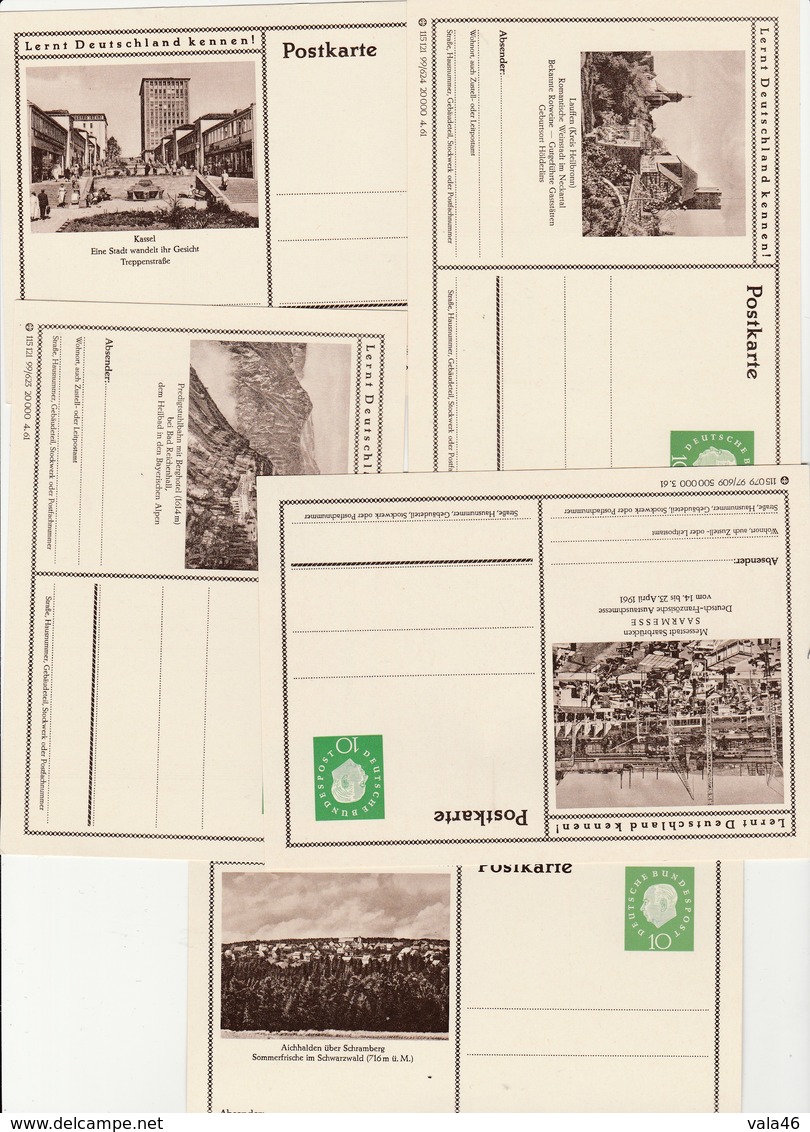 ALLEMAGNE REPUBLIQUE  FEDERALE ENTIER POSTAL  LOT DE 5 N° 174 VUE DIFFERENTES - Ungebraucht