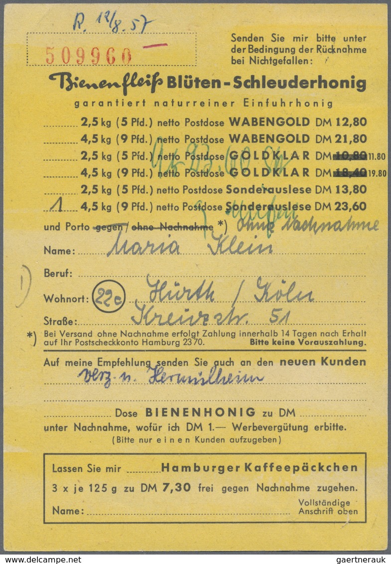 Br Bundesrepublik Deutschland: 1954, 4 Pf Heuss, Je 3 Marken (u.a. 3er-Streifen) Als Portogerechte MeF - Sonstige & Ohne Zuordnung