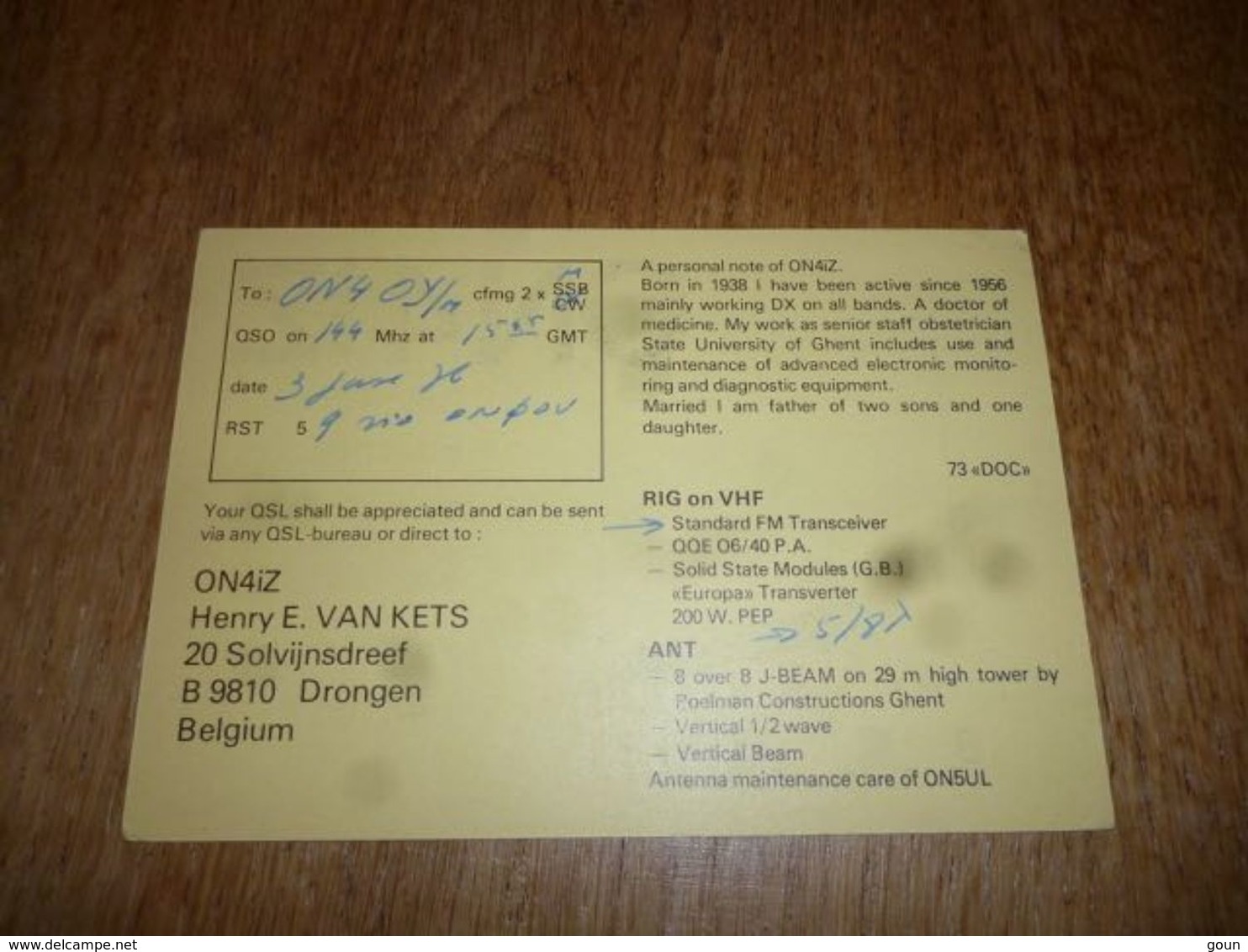 BC10-2-0-3 Carte Radio Amateur Belgique Drongen - Other & Unclassified