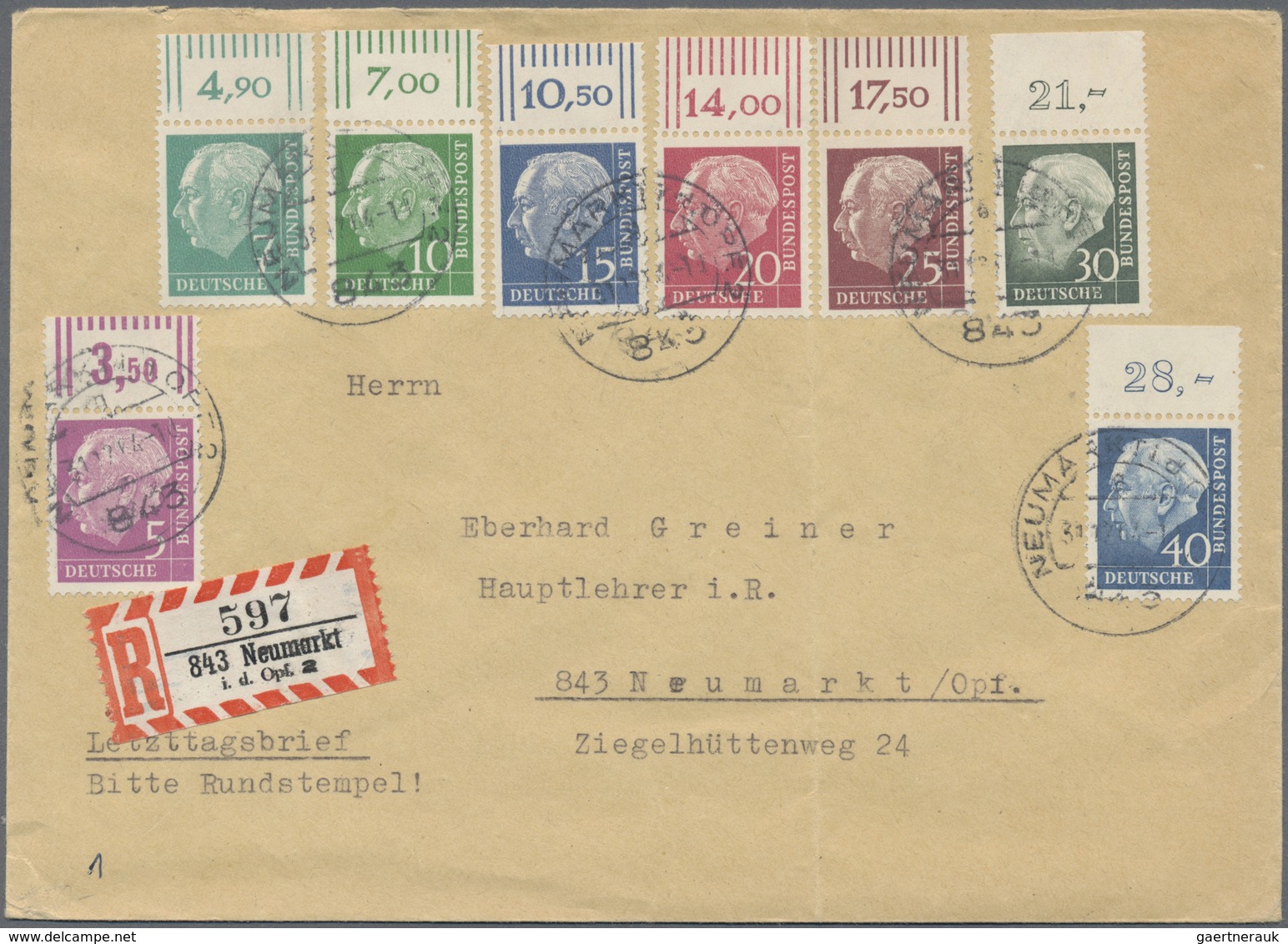 Br Bundesrepublik Deutschland: 1954, 25 Pf Heuss Sowie 5 Pf, 10 Pf, 20 Pf Und 40 Pf Je Fluoreszierendes - Altri & Non Classificati