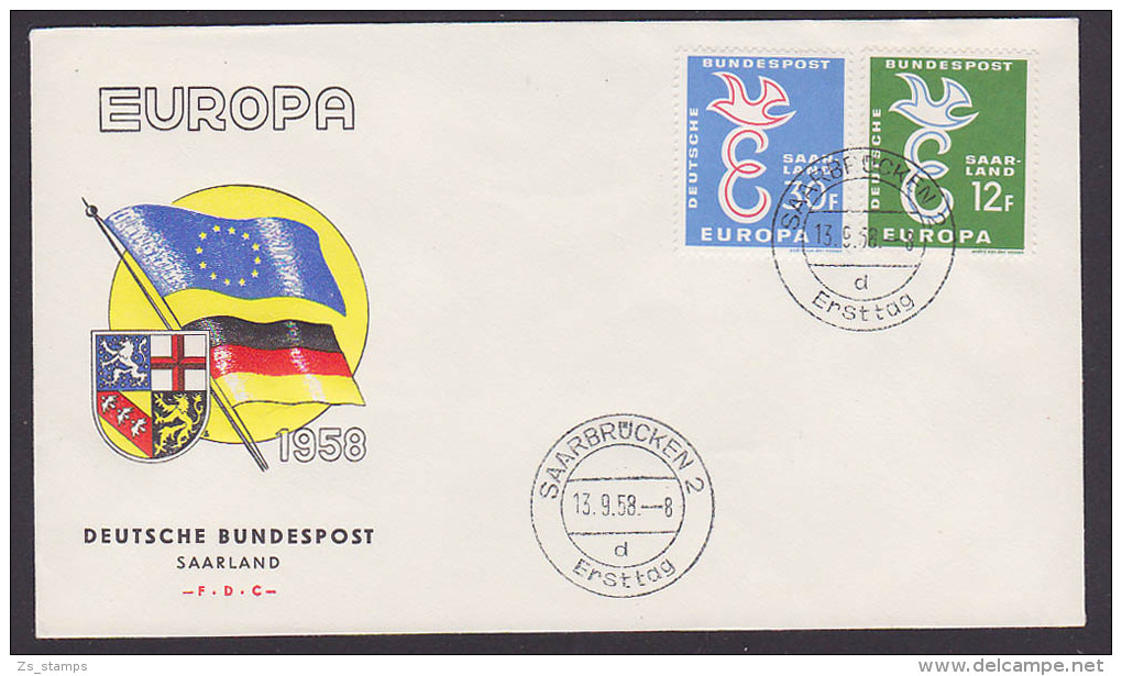 Saarland EUROPA 1958 Charlemagne FDC Mi. 439-40 - Briefe U. Dokumente