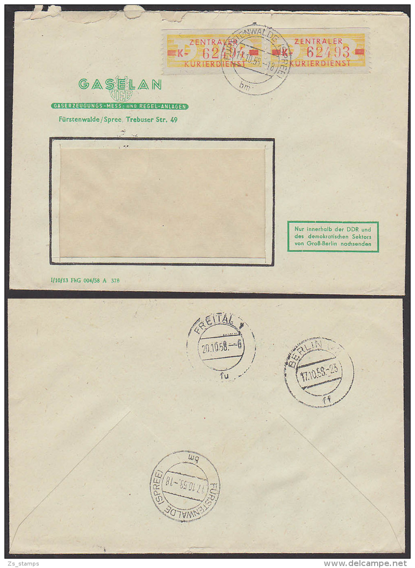 ZKD-Brief B18IK(2) Fürstenwalde (Spree) GASELAN "Nur Innerhalb Der DDR Und Des Demokratischen Sektors Von Groß-Berlin" - Otros & Sin Clasificación