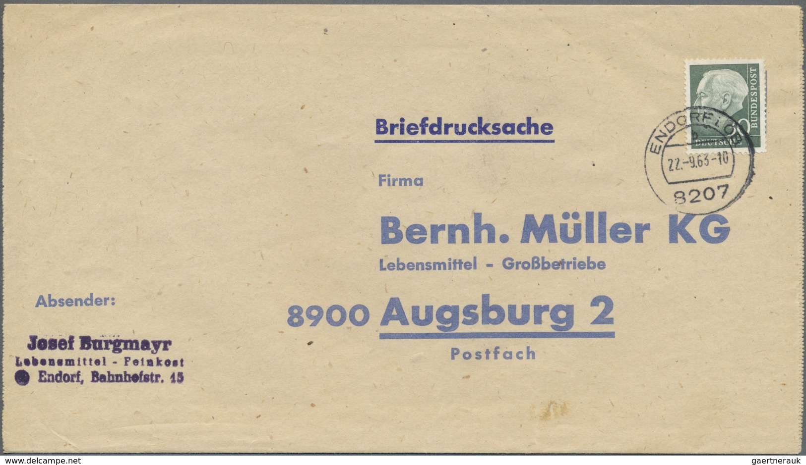 Br Bundesrepublik Deutschland: 1957, 30 Pf Schwarzgrün Heuss, Portogerechte EF Auf Briefdrucksache Von - Sonstige & Ohne Zuordnung