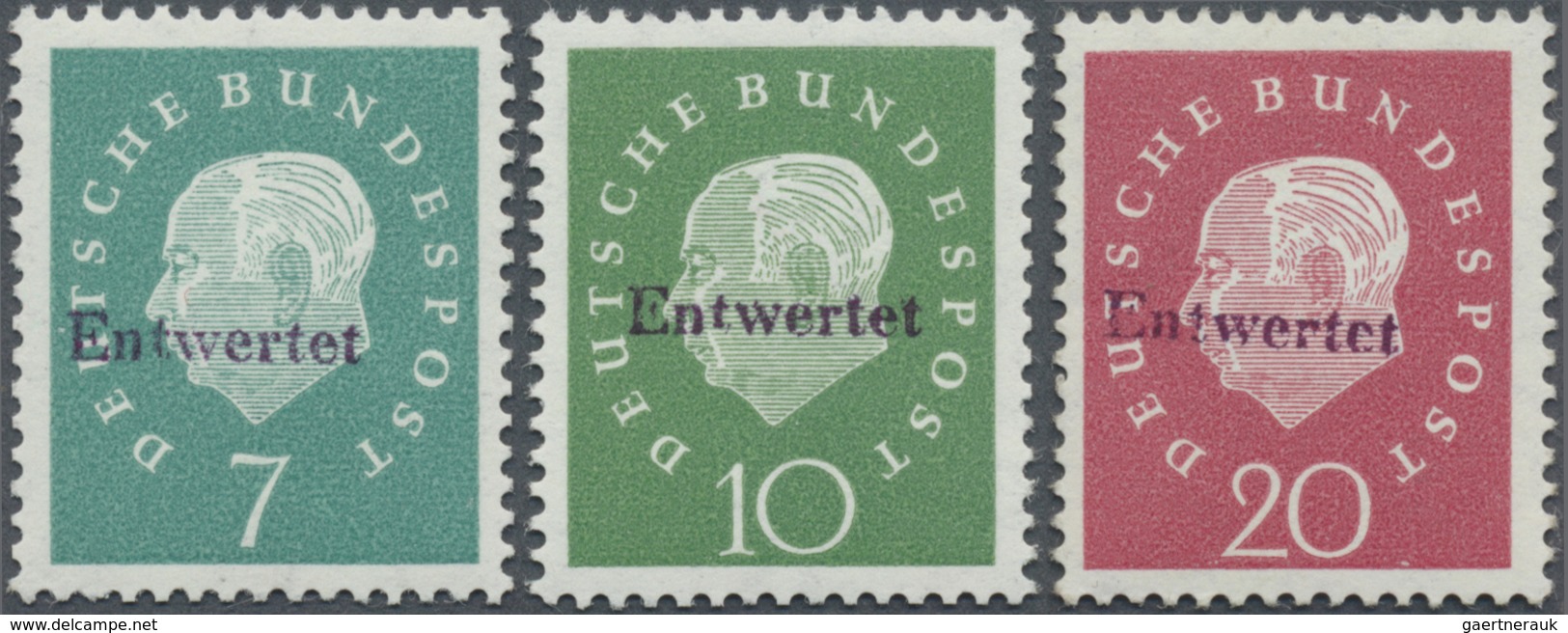 ** Bundesrepublik Deutschland: 1959, Versuchsdrucke Der Freimarken Heuss Medaillon, 7 Pf, 10 Pf Und 20 - Altri & Non Classificati