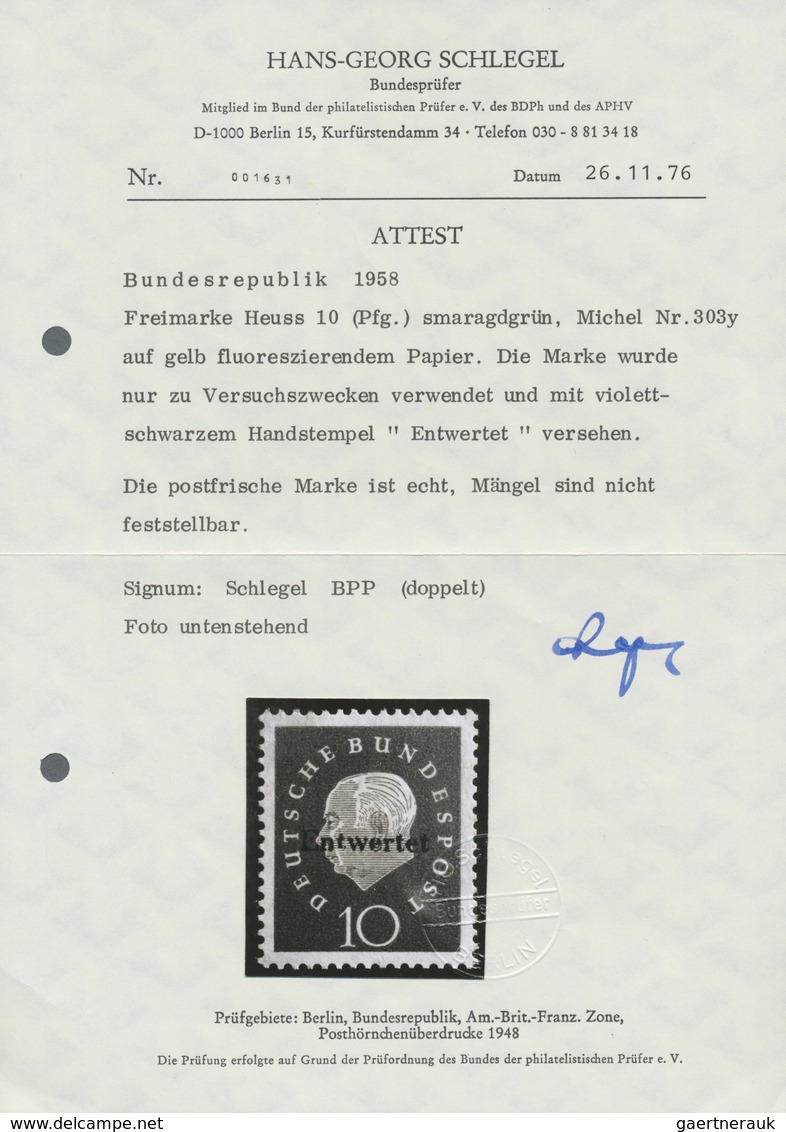 ** Bundesrepublik Deutschland: 1959, Versuchsdrucke Der Freimarken Heuss Medaillon, 7 Pf, 10 Pf Und 20 - Altri & Non Classificati