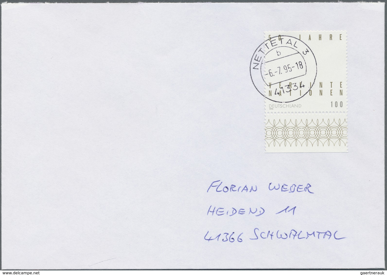 Br Bundesrepublik Deutschland: 1995, 100 Pfg. UNO Mit Abart "Farbe Hellviolettblau (UNO-Emblem) Fehlend - Sonstige & Ohne Zuordnung