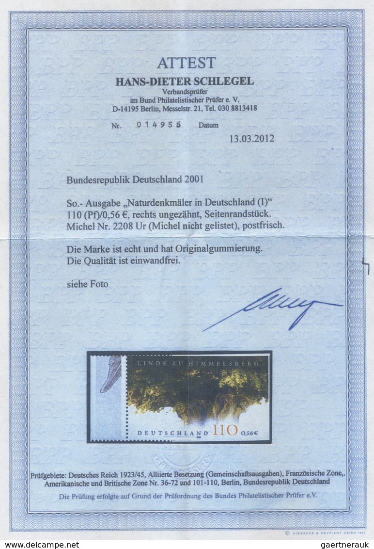 ** Bundesrepublik Deutschland: 2001, 56 C. Linde Von Himmelsberg Mit Abart "rechts Ungezähnt Und Waager - Altri & Non Classificati