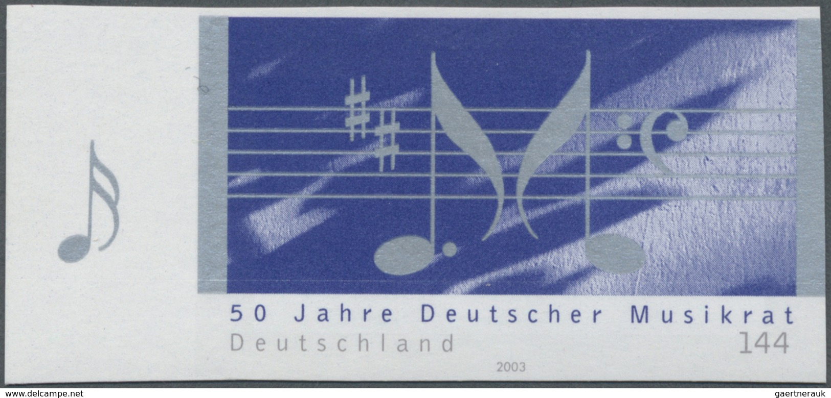 ** Bundesrepublik Deutschland: 2003, 144 C. Musikrat, Ungezähntes Randstück, Postfrisch, Fingerspuren. - Altri & Non Classificati