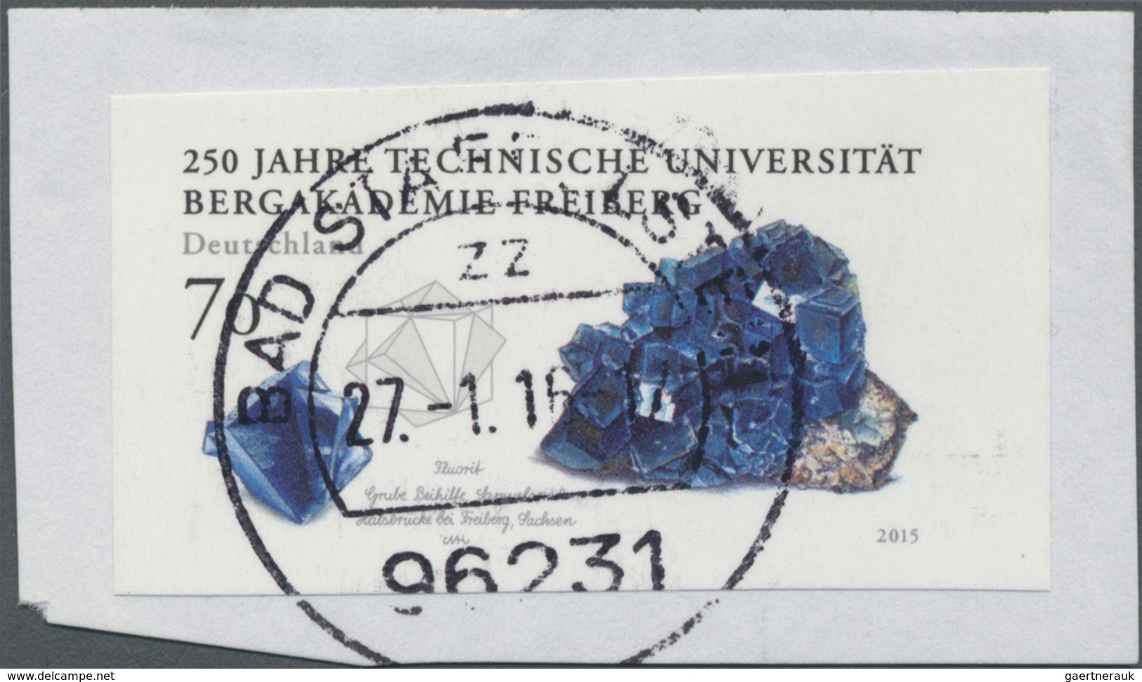 Brfst Bundesrepublik Deutschland: 2015, 70 C. Bergakademie Freiberg (Mineral) Ungestanzt Auf Briefstück, S - Sonstige & Ohne Zuordnung