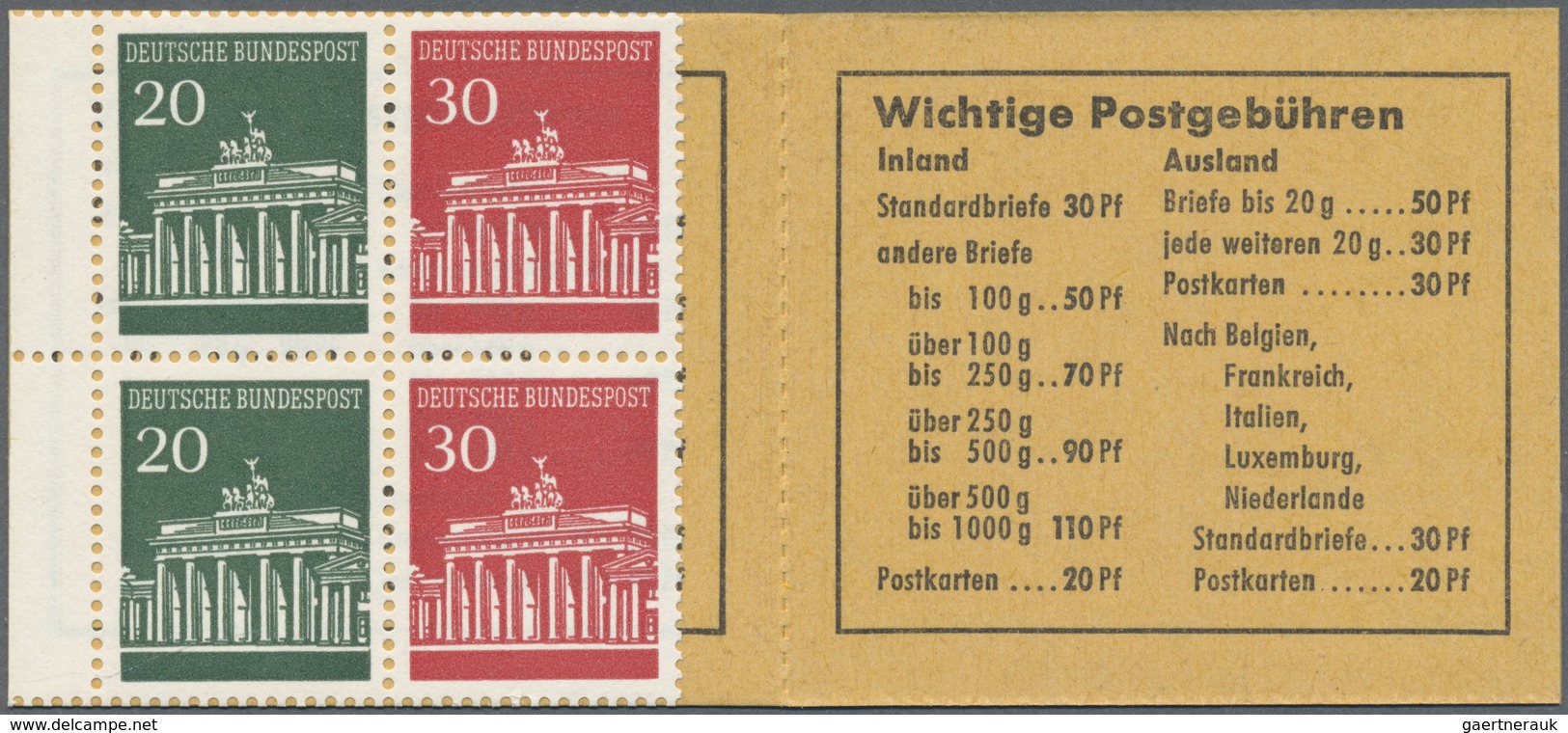** Bundesrepublik - Markenheftchen: 1968, Brandenburger Tor, Markenheftchen Zu 1 DM Mit Der Seltenen Re - Altri & Non Classificati
