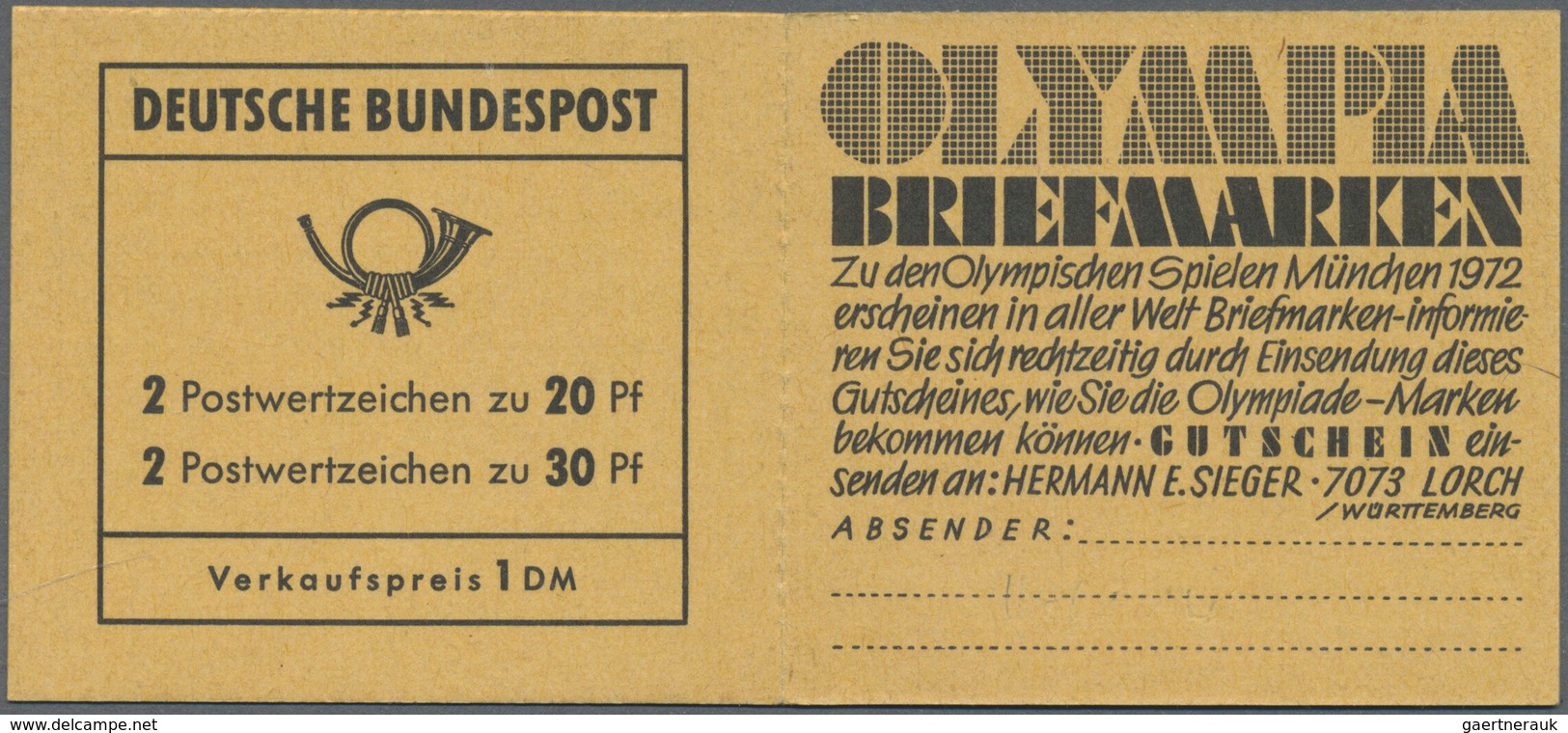 ** Bundesrepublik - Markenheftchen: 1968, Brandenburger Tor, Markenheftchen Zu 1 DM Mit Der Seltenen Re - Sonstige & Ohne Zuordnung