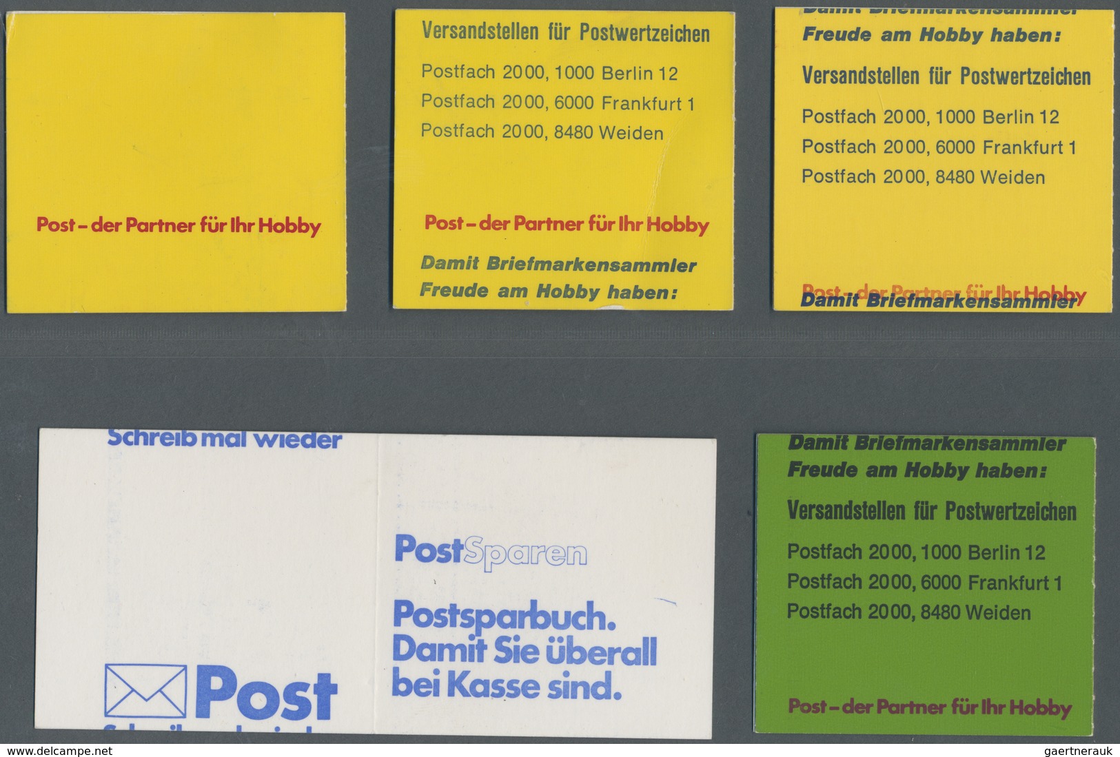 Bundesrepublik - Markenheftchen: 1980/1982, Fünf Markenheftchendeckel Mit Verschiedenen, Starken Dru - Sonstige & Ohne Zuordnung