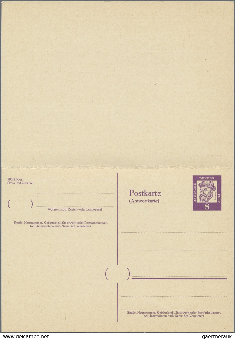 GA Bundesrepublik - Ganzsachen: 1961. Doppelkarte 8+8 Pf Violett Gutenberg, Ungebraucht. (Mi. 900,-) - Sonstige & Ohne Zuordnung