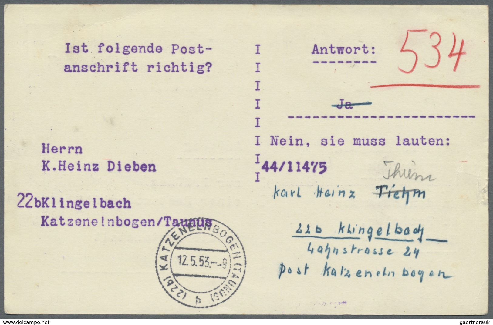Br Bundesrepublik - Besonderheiten: 1953, 9.5. (24b) Bredstedt (Schleswig) Roter 5 Pfg. Firmenfreistpl. - Autres & Non Classés
