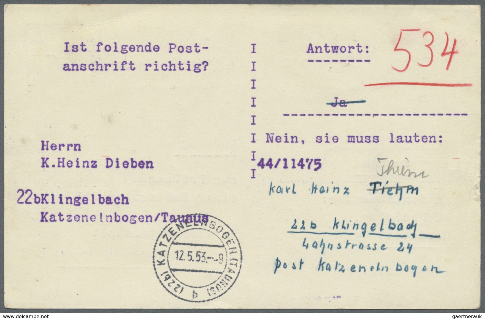 Br Bundesrepublik - Besonderheiten: 1953, 9.5. (24b) Bredstedt (Schleswig) Roter 5 Pfg. Firmenfreistpl. - Altri & Non Classificati