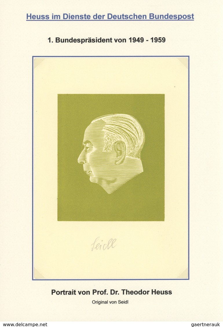 Bundesrepublik - Besonderheiten: 1959, Heuss III, Bildnis Des Präsidenten Oliv Grün Ca. DIN-A5, Orig - Autres & Non Classés