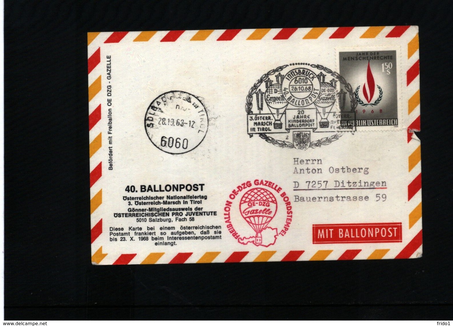 Austria / Oesterreich 1968 Ballonpost Interesting Cover - Balloon Covers