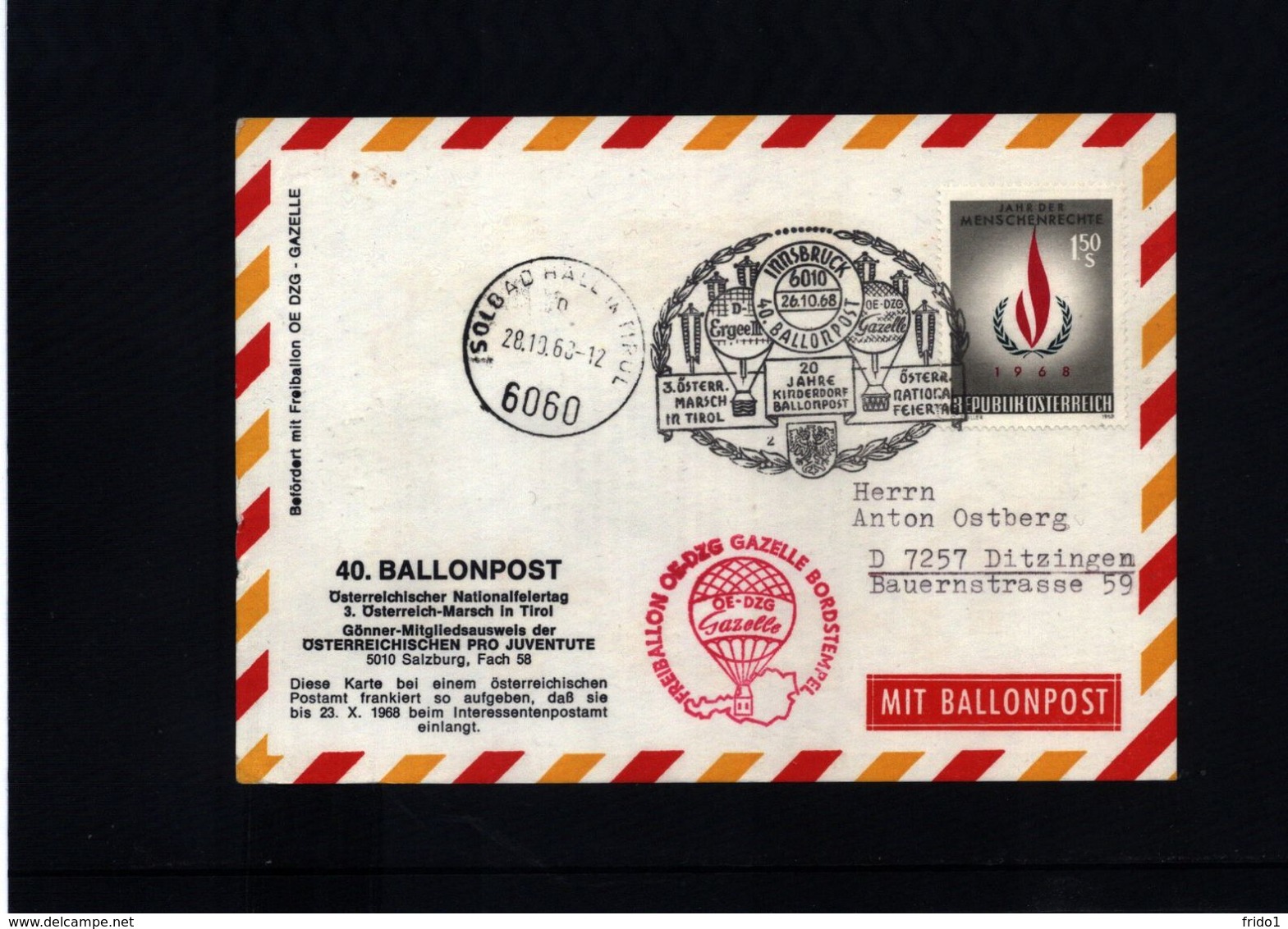 Austria / Oesterreich 1968 Ballonpost Interesting Cover - Balloon Covers