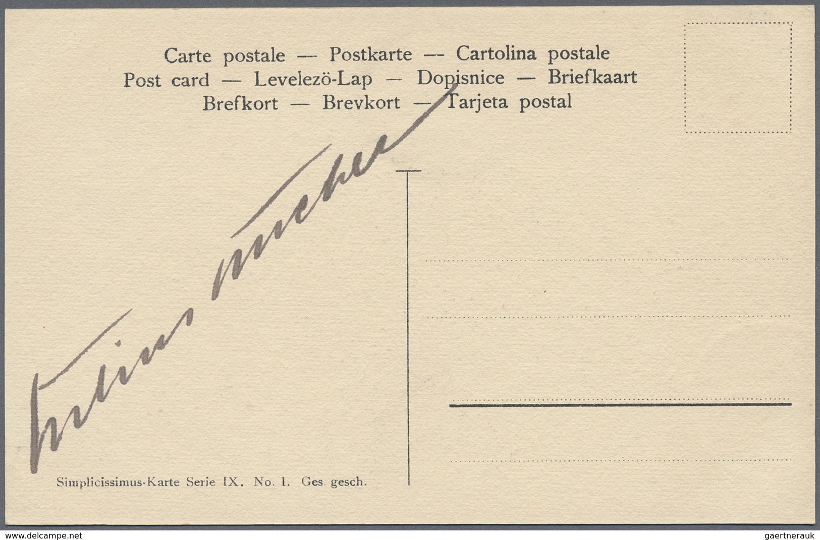 Ansichtskarten: Künstler / Artists: 1911, Simplicissimus: 6 Ansichtskarten Der Serie IX, Bilder 1-6 - Non Classés