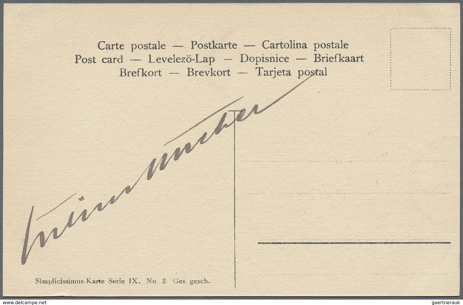 Ansichtskarten: Künstler / Artists: 1911, Simplicissimus: 6 Ansichtskarten der Serie IX, Bilder 1-6