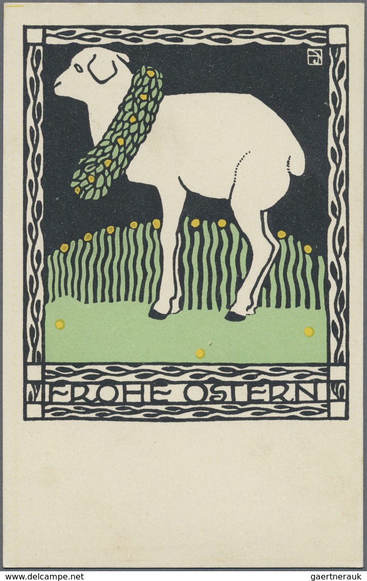 Ansichtskarten: Künstler / Artists: WIENER WERKSTÄTTE, WW 141 Josef Diveky "Frohe Ostern", Ungebrauc - Non Classificati