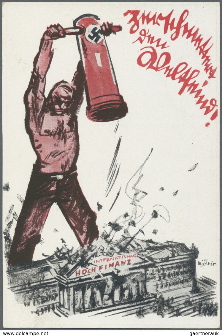 Ansichtskarten: Propaganda: 1926 (ca.), Farbkarte "Zerschmettert Den Weltfeind", Mit Abb. "Mann Mit - Parteien & Wahlen