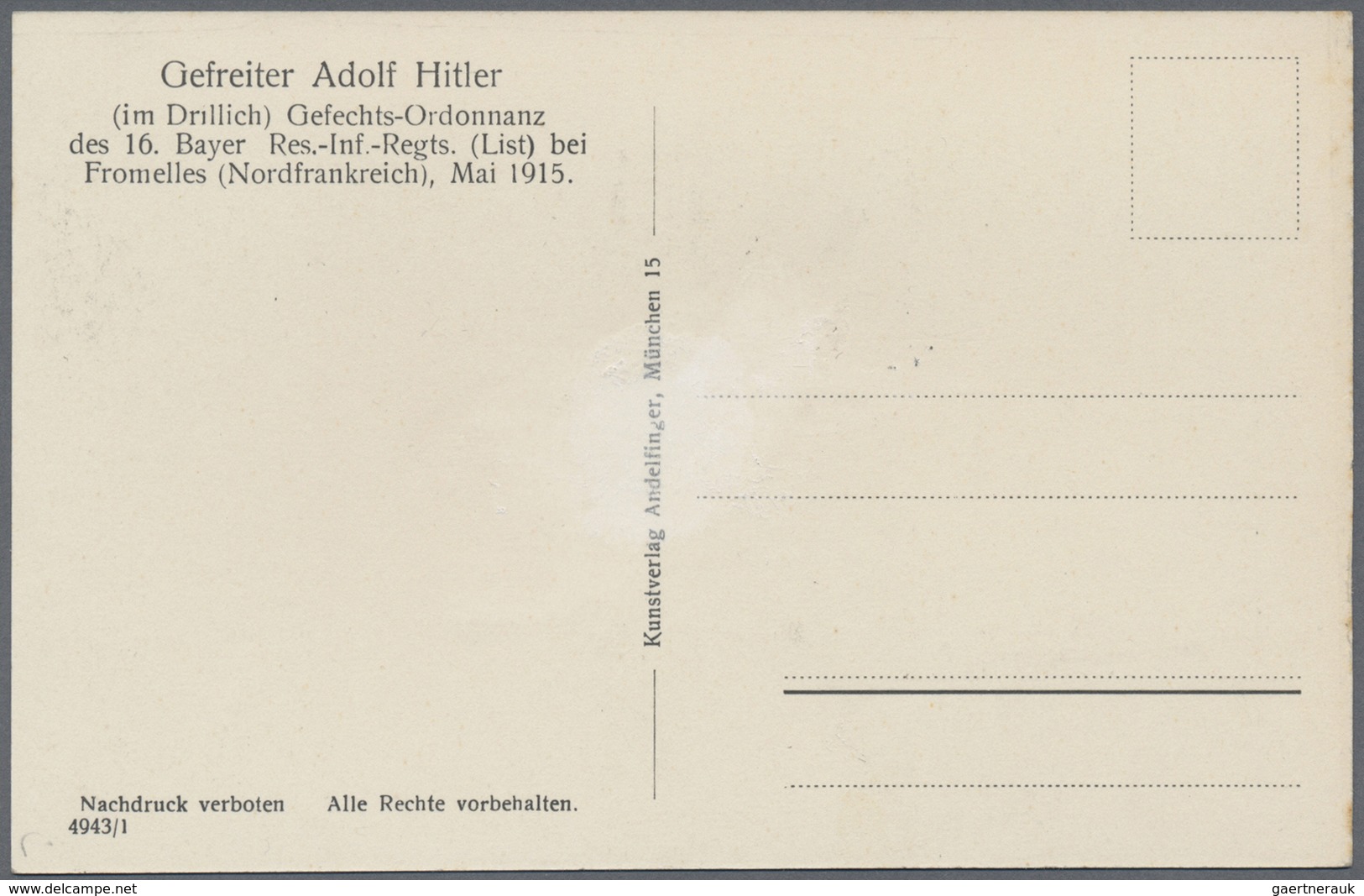 Ansichtskarten: Propaganda: 1929 Ca., "Hitler Im Felde" Gefreiter Adolf Hitler Als Gefechts-Ordonnan - Partiti Politici & Elezioni