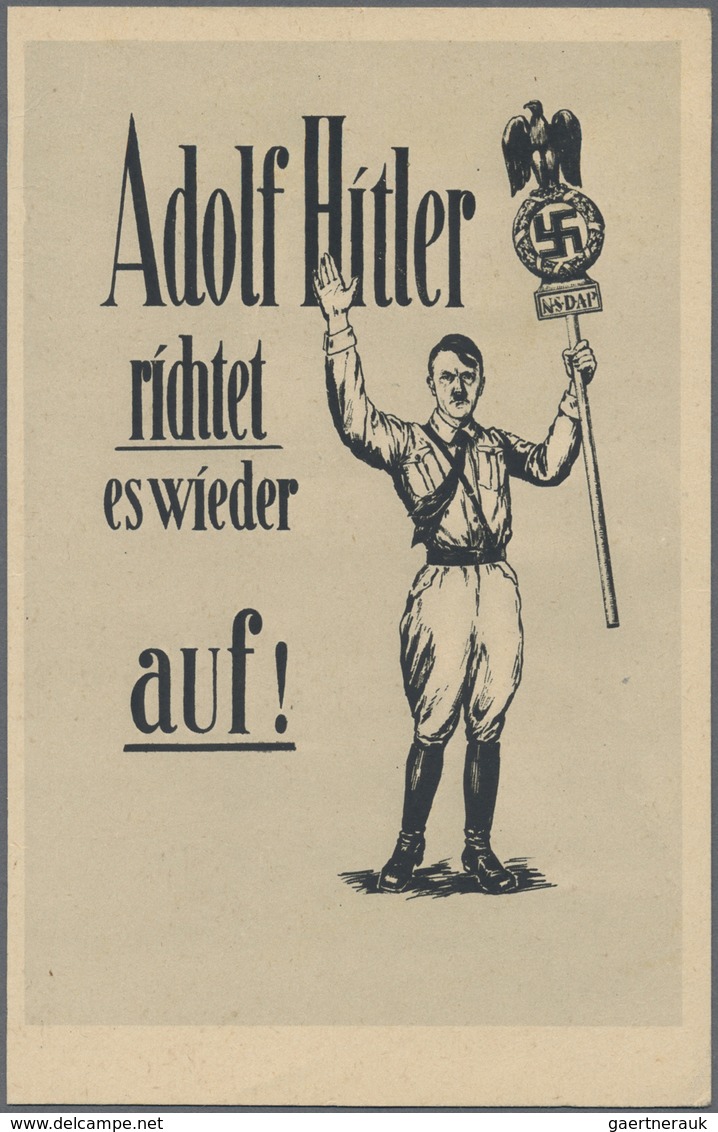 Ansichtskarten: Propaganda: 1933 (ca). S/W-Karte "Adolf Hitler Richtet Es Wieder Auf!" Mit Rs. Abb. - Partiti Politici & Elezioni