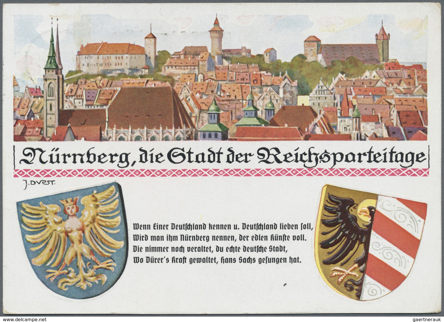Ansichtskarten: Propaganda: 1935, Wappenkarte Nr. 1, Verwendet Beim Reichsparteitag Der NSDAP Mit Bl - Parteien & Wahlen