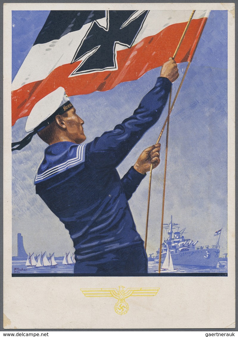Ansichtskarten: Propaganda: 1935. Farbkarte "Marine-Volkswoche, Kiel 1935" Mit Abb. "Matrose Hießt F - Partis Politiques & élections
