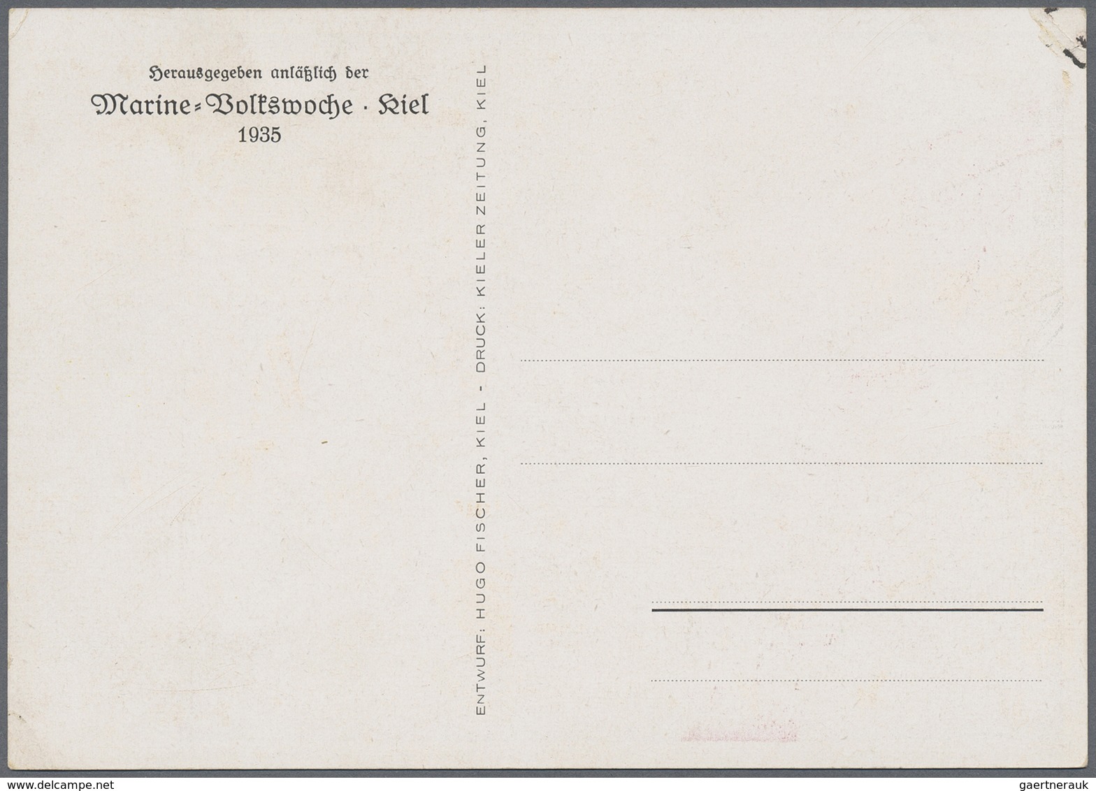 Ansichtskarten: Propaganda: 1935. Farbkarte "Marine-Volkswoche, Kiel 1935" Mit Abb. "Matrose Hießt F - Parteien & Wahlen