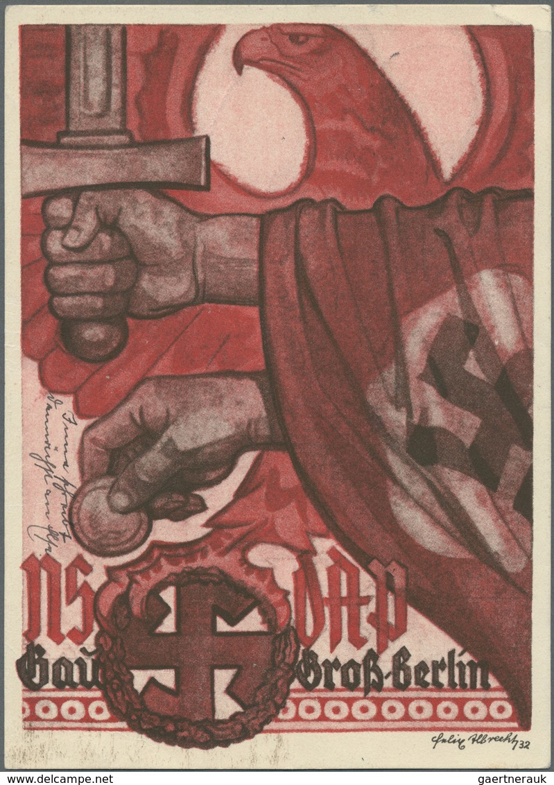 Ansichtskarten: Propaganda: 1935, "NSDAP Gau Groß-Berlin", Farbige Propagandakarte, Gelaufen Mit Tex - Parteien & Wahlen