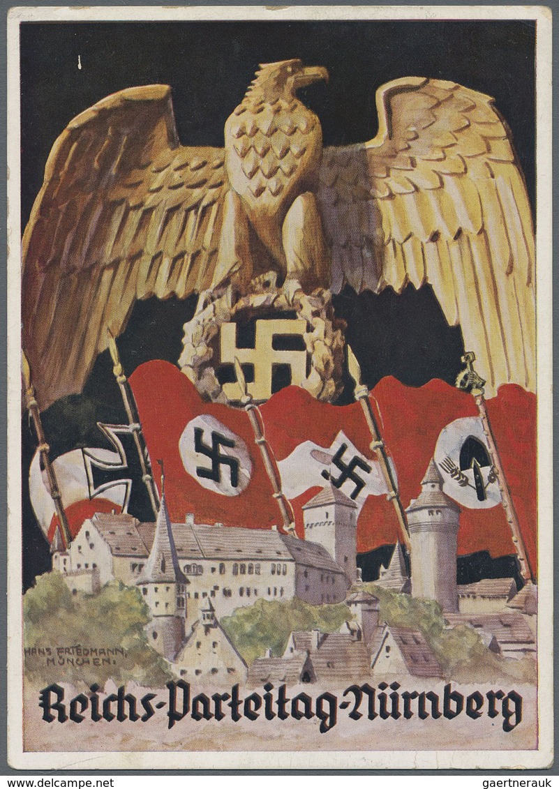 Ansichtskarten: Propaganda: 1936, Reichsparteitag "Adler Und Fahnen Hinter Der Burg", Gelaufen Nach - Partiti Politici & Elezioni