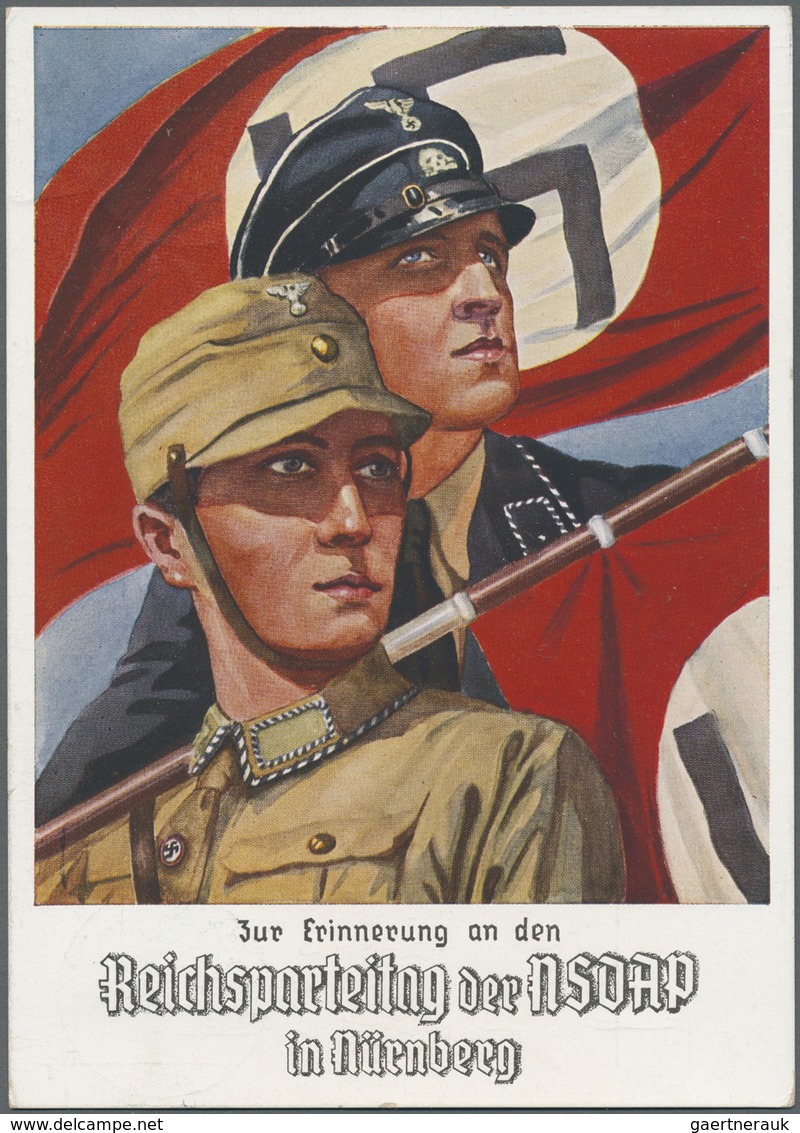 Ansichtskarten: Propaganda: 1936, Reichsparteitag-Karte Mit SA- Und SS-Mann Mit Fahnen - Parteien & Wahlen