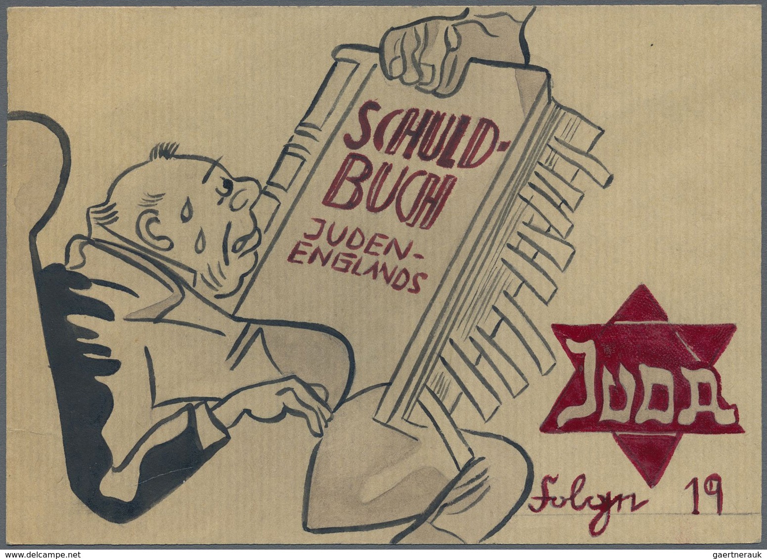 Ansichtskarten: Propaganda: Antisemitismus - "JUDA - Englands Schuldbuch In Indien", "Folge 19", Zut - Partiti Politici & Elezioni