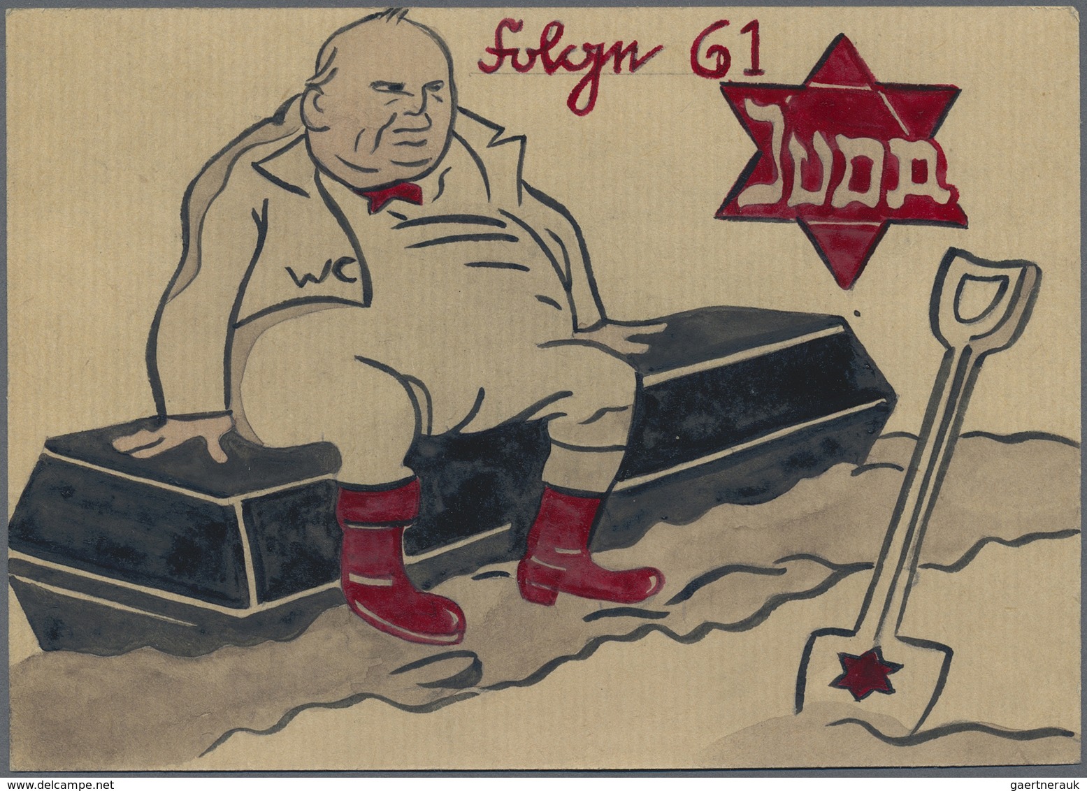 Ansichtskarten: Propaganda: Antisemitismus - "JUDA - Stalin - Englands Grab", "Folge 61", Zutiefst A - Partiti Politici & Elezioni