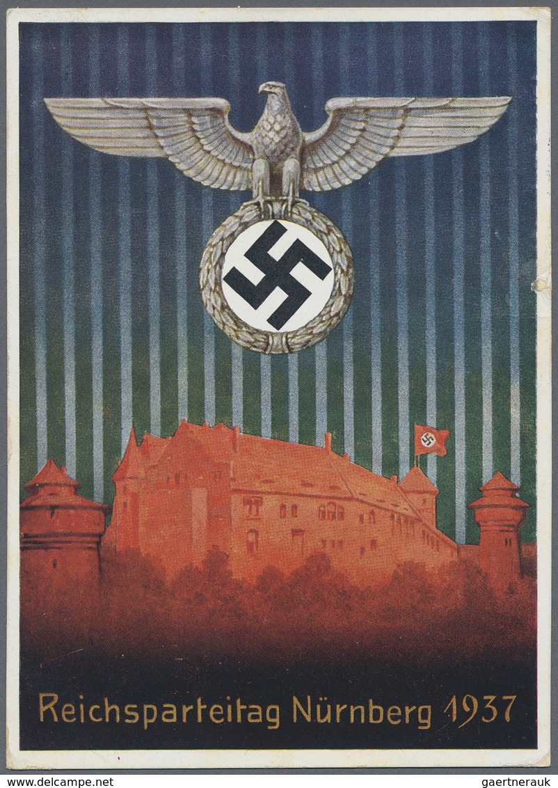 Ansichtskarten: Propaganda: 1937. Farbkarte "Reichsparteitag Nürnberg 1937" Mit Abb. "Reichsadler Mi - Partiti Politici & Elezioni