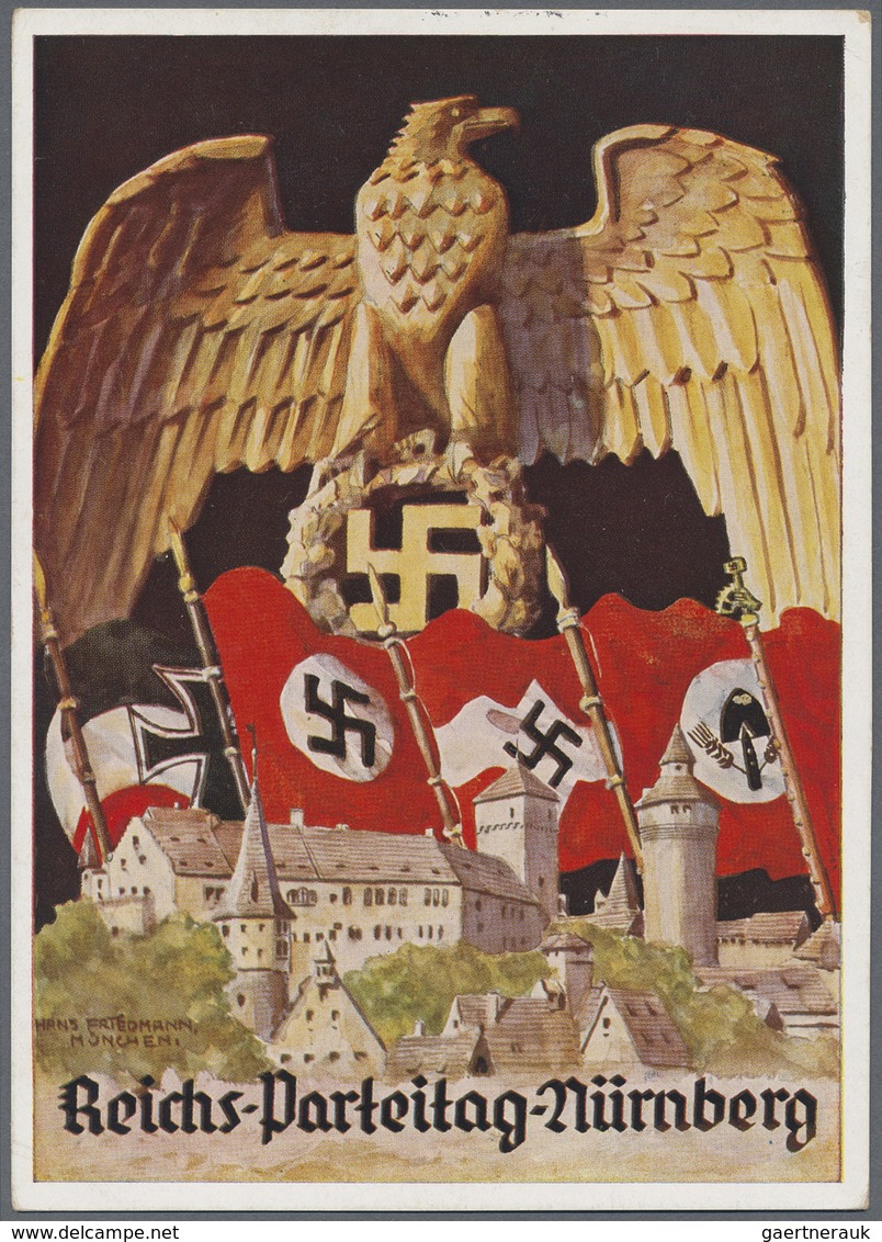 Ansichtskarten: Propaganda: 1937. Farbkarte "Reichs-Parteitag-Nürnberg" Mit Abb. "Reichsadler Mit HK - Parteien & Wahlen