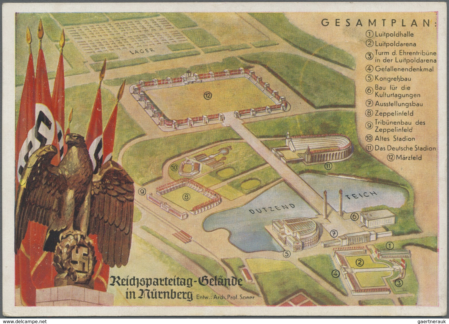 Ansichtskarten: Propaganda: 1937, Reichsparteitag Nürnberg, Hoffmann-Karte 37/1, Übersicht Des Parte - Parteien & Wahlen