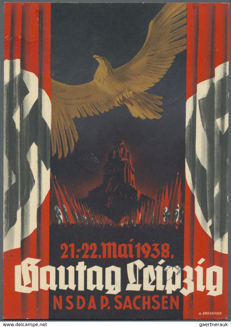 Ansichtskarten: Propaganda: 1938, "Gautag Der NSDAP. Sachsen" Sign. A. Drescher Mit Entsprechenden S - Partiti Politici & Elezioni