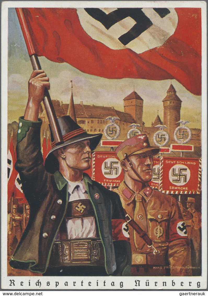 Ansichtskarten: Propaganda: 1938, Reichsparteitag-Karte Mit Fahnenträger Und SA-Mann Sowie Standarte - Parteien & Wahlen