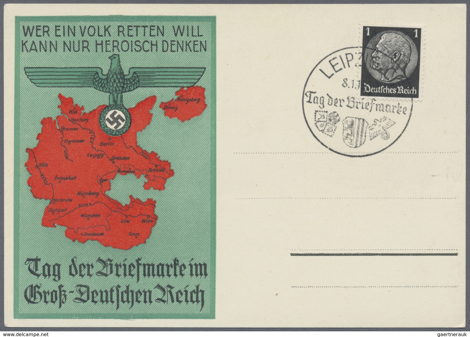 Ansichtskarten: Propaganda: 1939, "Tag Der Briefmarke Im Groß-Deutschen Reich" Mit Entsprechenden SS - Parteien & Wahlen